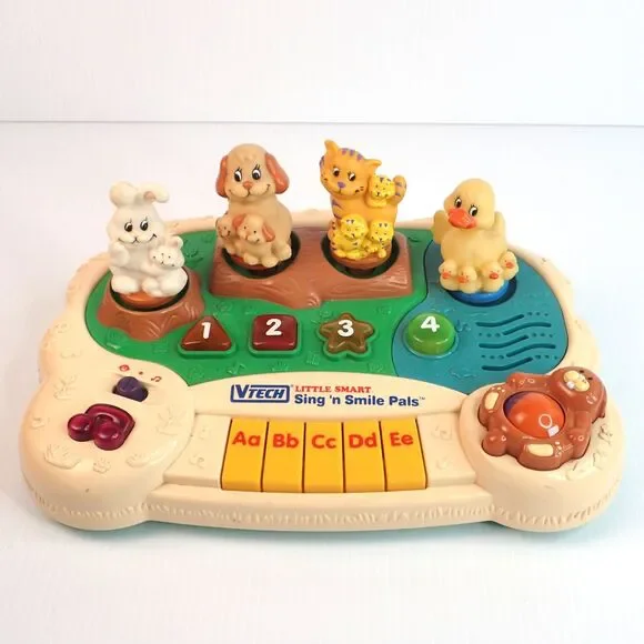 Vtg VTech Little Smart Sing 'n Smile Pals Piano Animal Lights and Music-Working