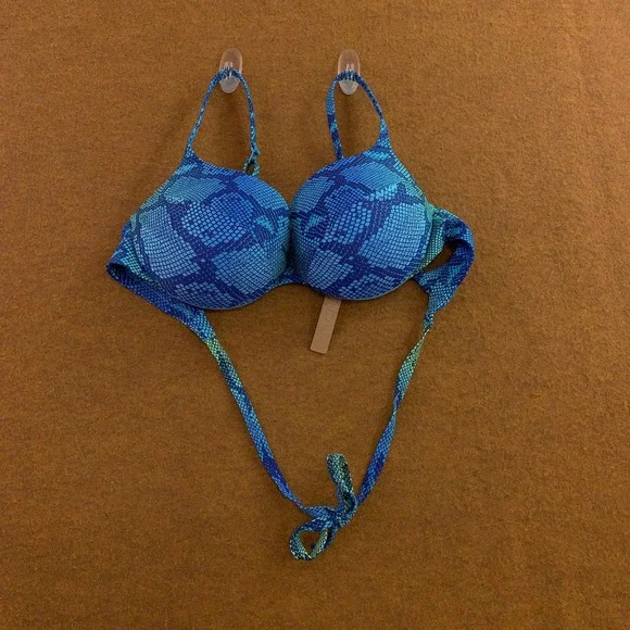 SKIMS Womens 10 Aqua Ombre Snake Print Ultimate Push-Up Bikini Top NWT