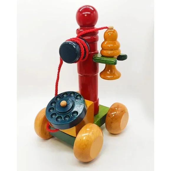 Maple Wood Telephone Pull Toy, Safe Non-Toxic Gift for Boy or Girl