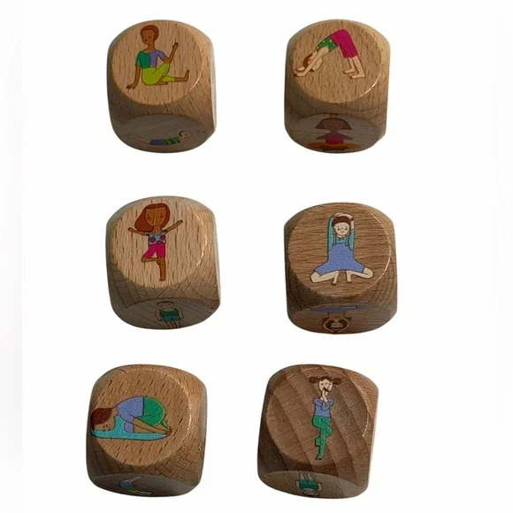 Wooden Yoga Pose Dice for Kids - Colorful Exercise Game