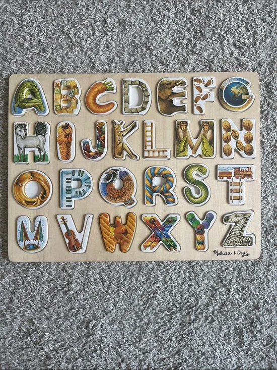 Melissa & Doug Wooden Alphabet Puzzle - Colorful ABC Letters