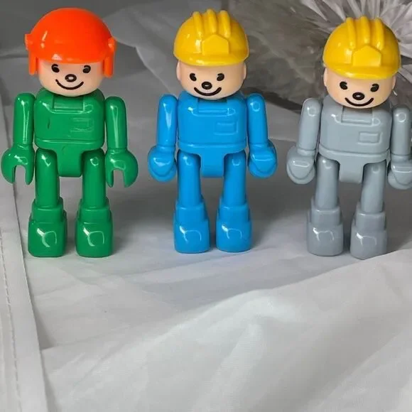 3Vintage Playmobil Construction worker Figures.