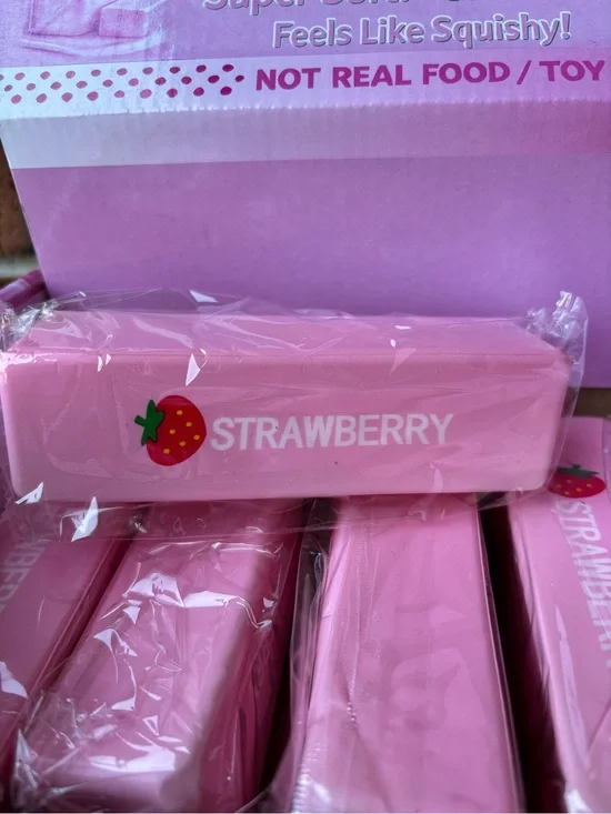 Pink Strawberry Squishy Block - Strawberry