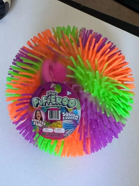Squishy Sensory Toy Ball - Neon Orange, Green & Purple