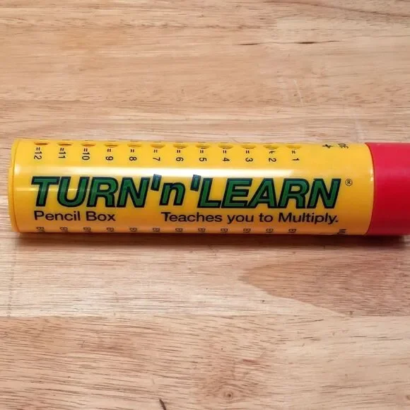 Vintage Turn N Learn Plastic Pencil Box Math Add Subtract Homeschool Learning