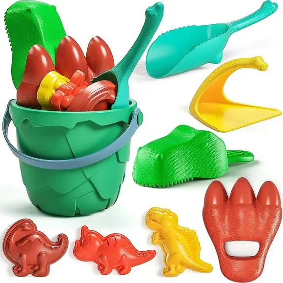 Sand Toy Snow Toys Set, Dinosaur Theme Toddler Beach Toy, Snow Fort Bucket, Shov
