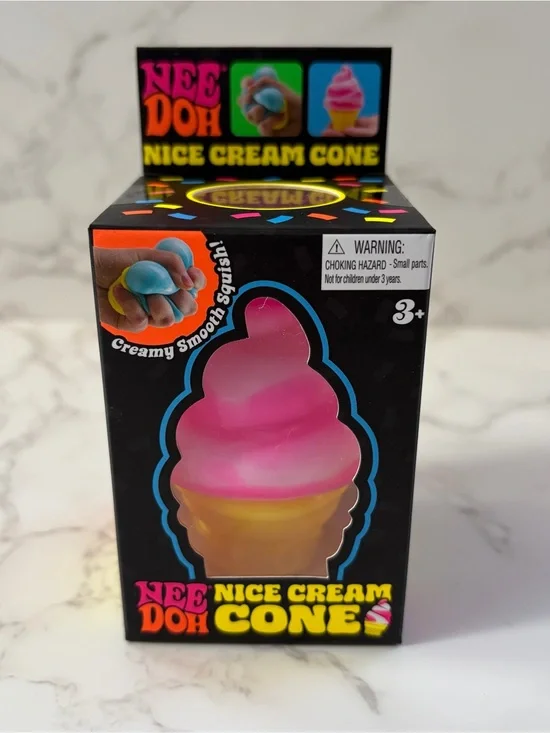 NeeDoh Nice Cream Cone Ice Cream Swirl Pink Squishy Toy Fidget Stress New