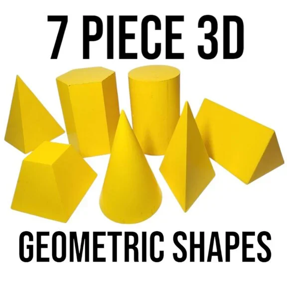 7 Piece Shapes Set 3D Geometric Plastic Forms Solids Drawing Forms Math Manipula