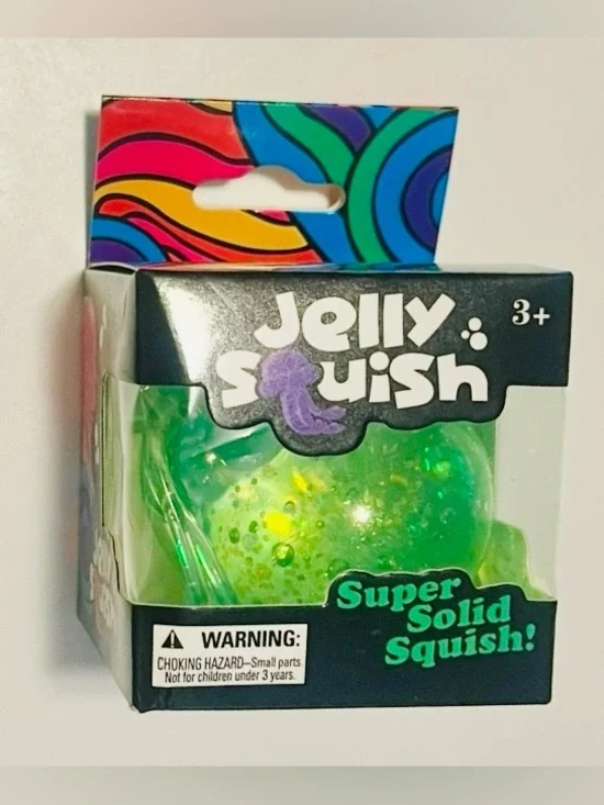 Jelly Squish Super Solid Squish! Green Glitter Stress Ball