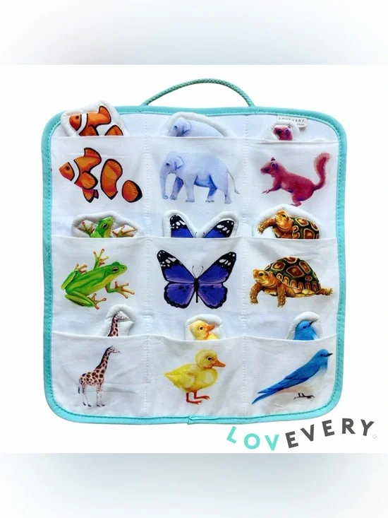 Lovevery Realist Play Kit 19-21Mo‎ Quilted Critter Pockets Animals Complete set!