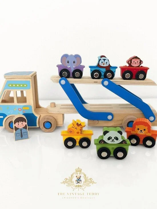 NWT Cute Wooden Animals Truck Activity Play Set Children’s Early Learning Toys