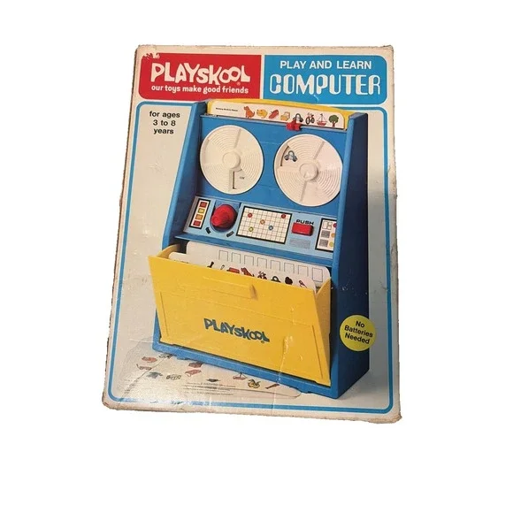 Playskool Play and Learn Computer Vintage 1972 Blue Yellow Educational Toy OS