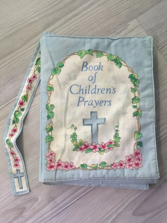 Vintage Soft Fabric Children's Prayer Book Cloth Quiet Book Baby Nursery Christi