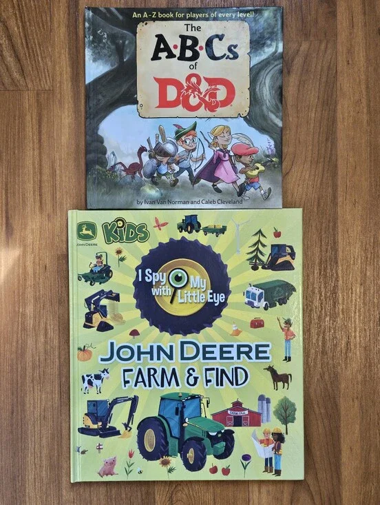 2 Books John Deere Green & Yellow Kids I Spy My Little Eye Also Abcs D &d Book