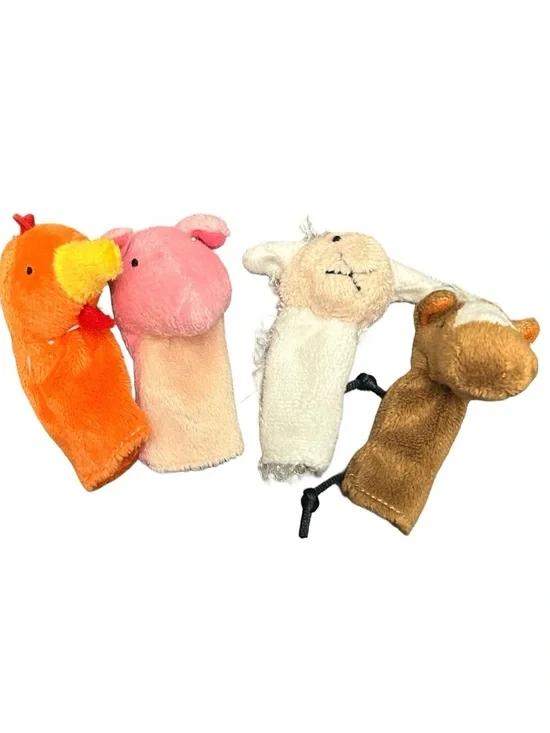 Plush Farm Animal Finger Puppets Set Storytelling Prop Chicken Pig Horse Sheep