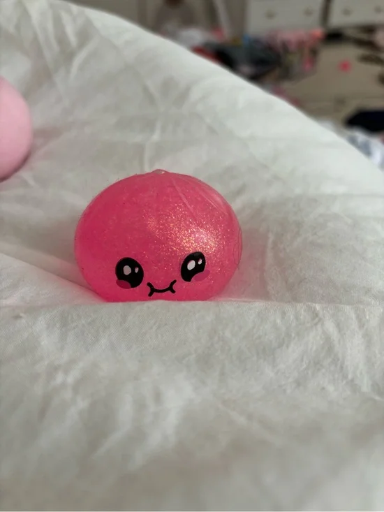 Pink Glitter Squishy Kawaii Face Stress Toy - Kids Toy