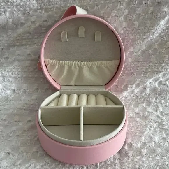 Fashion Travel Jewelry Case Pink Snap Closure