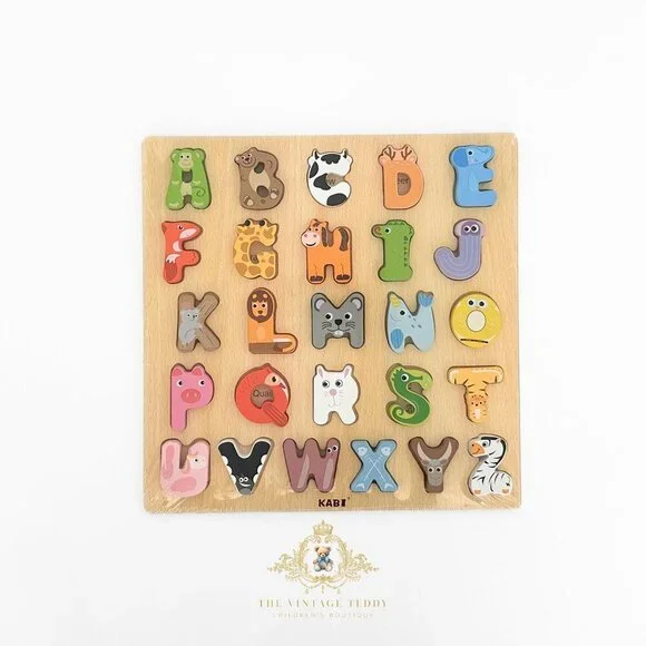 NWT Cute Wooden Alphabet Animal Characters Fun Play Set Kids Early Learning Toys