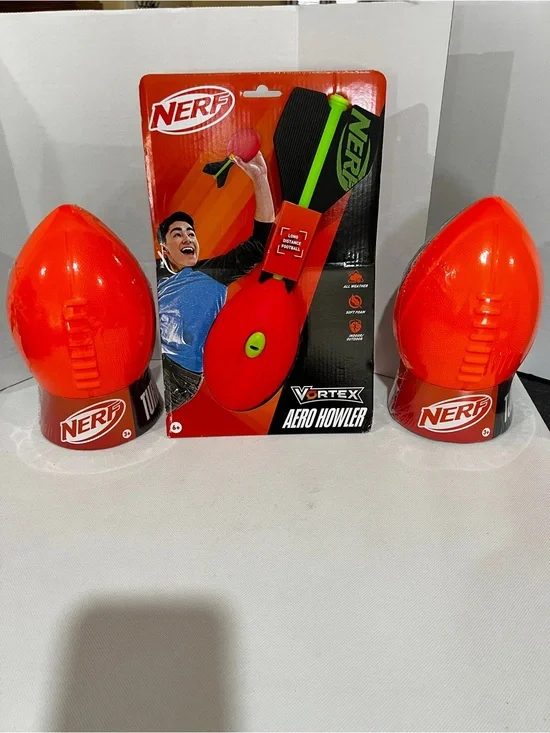 Lot of Three NERF Football Turbo & Aero Howler Football Sporty Outdoor