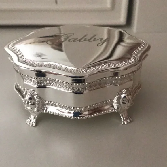 Personalized name silver decorative Jewelry box Gabby