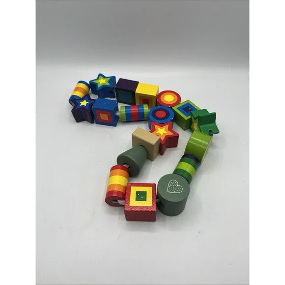 NUMBERS & SHAPES WOODEN LACING BEADS ~ Melissa & and Doug