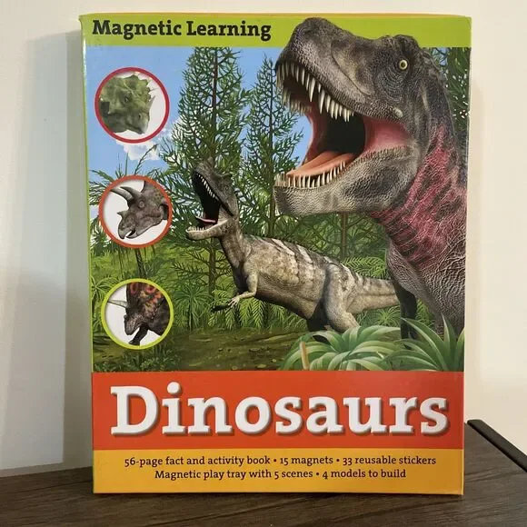 NEW Dinosaurs‎ Magnetic Learning Activity Book Stickers Play Tray Models Magnets