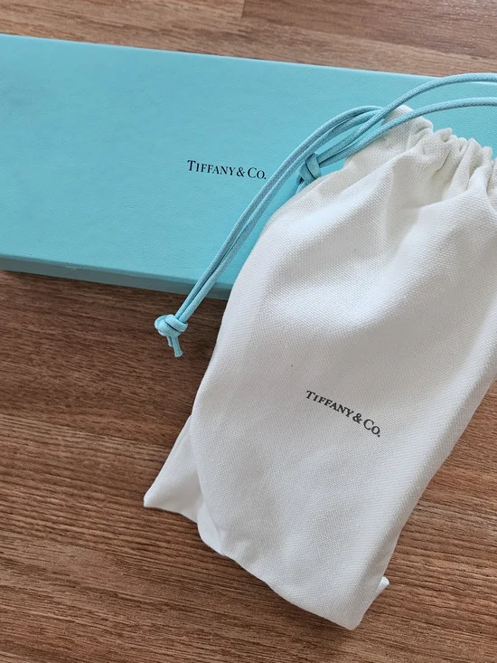 Tiffany & Co. Blue Jewelry Box with White Drawstring Pouch