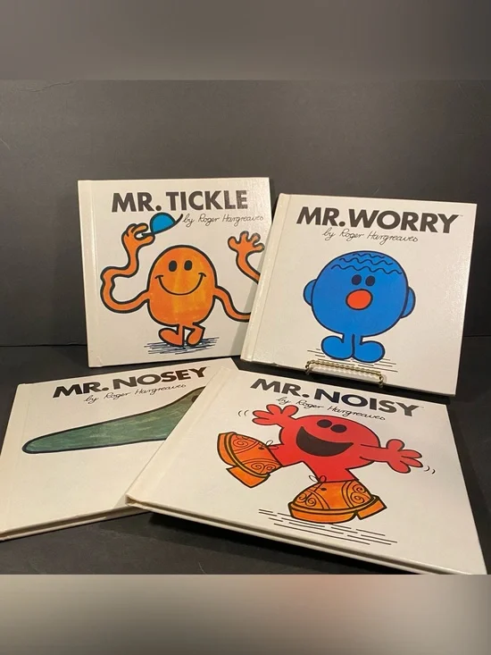 Mr Men Book Bundle Roger Hargreaves Vintage - Worry Tickle Noisy Nosey