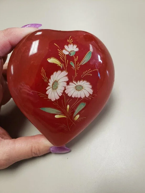 Red Alabaster Heart Trinket Box