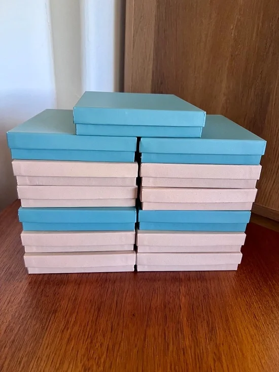 Qty 13 Brown & Aqua Cotton-Filled Jewelry Gift Boxes 5