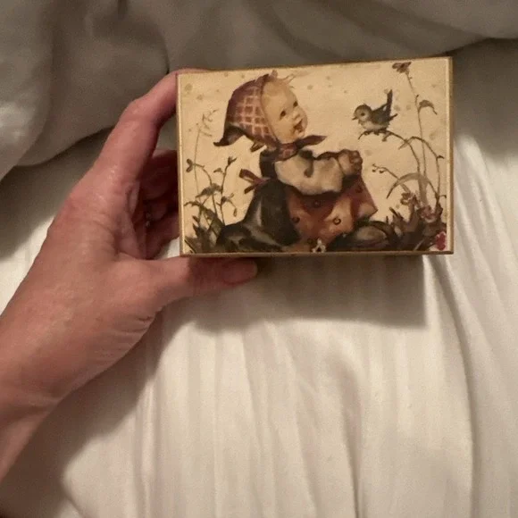Vintage Reuge Swiss Music Box Wooden Jewelry Trinket Box Working Edelweiss Tune