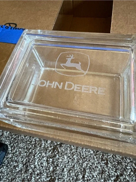 John Deere vintage trinket glass box