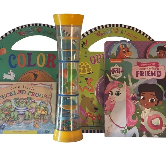Wee Sing Learn Colors Opposites Books CD Nella Princess Knight Rainmaker Toy Lot