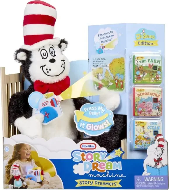 New With Tags! Little Tikes Story Dreamers Cat in the Hat Plush & Book Set
