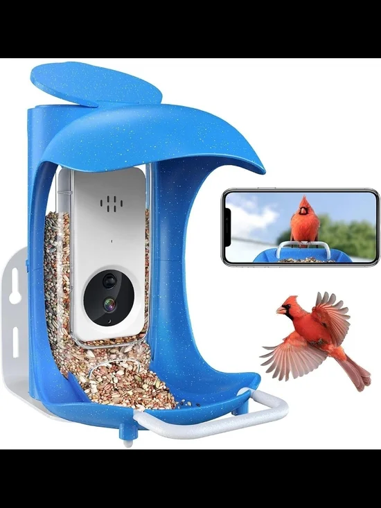 Blue Bird Camera Feeder with Integrated Seed Tray