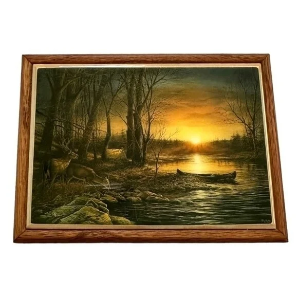 Vintage Terry Redlin Morning Glow Wood Jewelry Box 6.5x5x2
