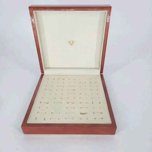 Gemporia Coloured Rocks 50 Ring Display Jewelry Box Wood Lidded Stacker Tray COA