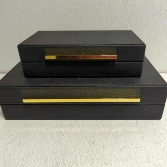 Black Jewelry Organizer Box with Gold Accent - Sleek Storage