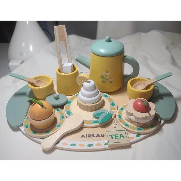 Airlab Wooden Tea Party Set Montessori Pretend Play Kitchen Toy Toddler LikeNew
