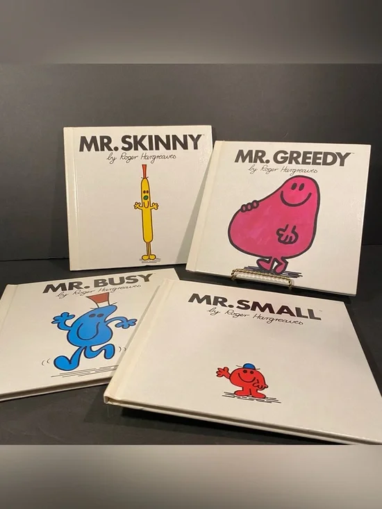 Vintage 1980 Roger Hargreaves Mr Men Book Bundle - Greedy Skinny Small Busy