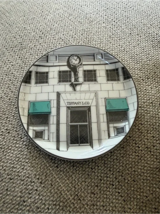 Tiffany & Co. Porcelain Trinket Dish with Turquoise Awnings