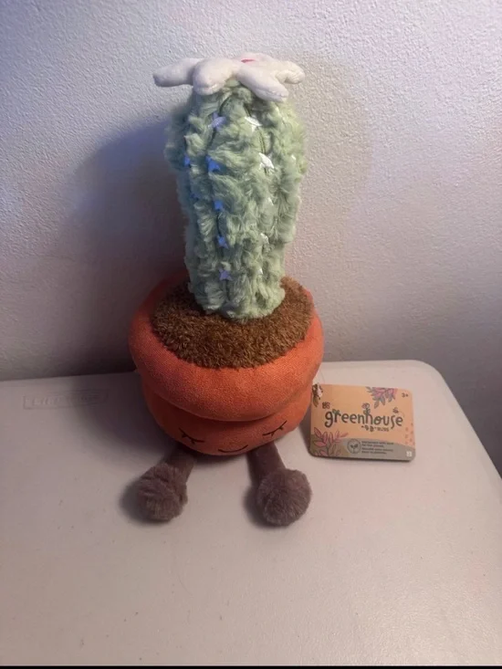 Greenhouse Plush Cactus Toy - Soft Green and Orange Learning Plush