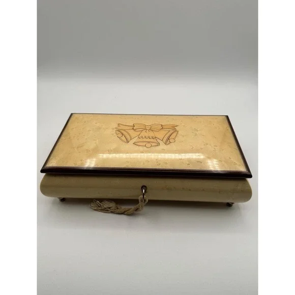 Vintage Reuge Italian Music Box Inlaid Wood Jewelry Keepsake