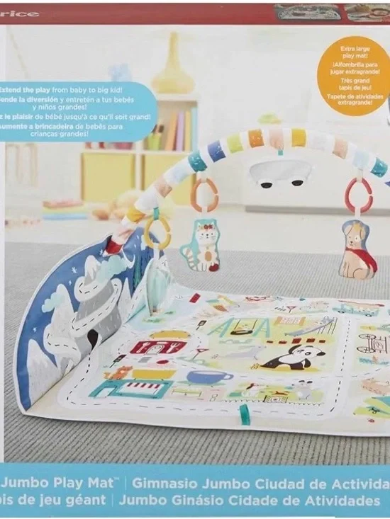 Fisher-Price White and Multicolor Jumbo Play Mat Activity Gym