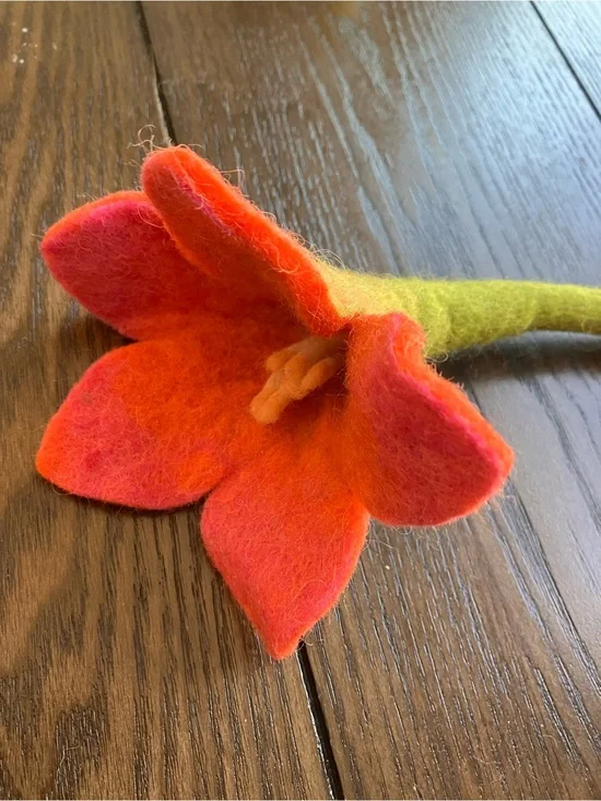 Replacement Felt Orange & Pink Flower Toy Stem - Kids Learning Toy