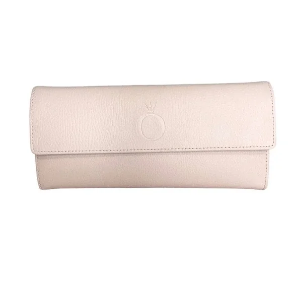 Pandora Jewelry Travel Roll Organizer Blush Pink Faux Leather Folding Case Pouch