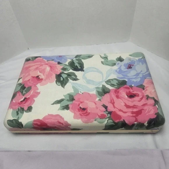 Vtg Floral Tapestry Travel Hinged Mirrored Jewelry Case Multi Compartment Boho