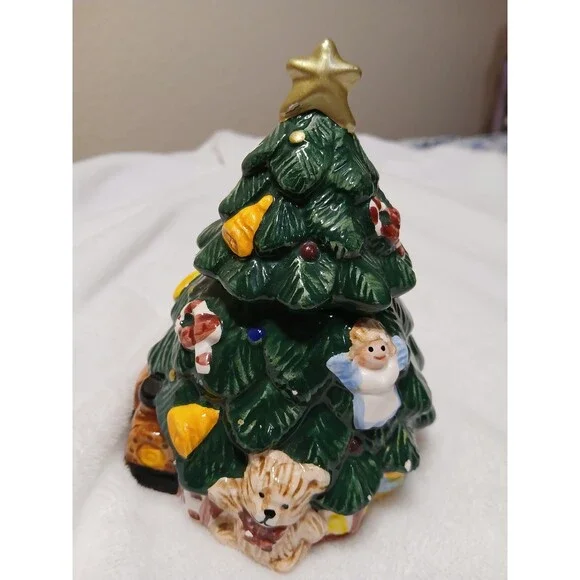 Vtg Mini Christmas Tree Trinket Box 5.5