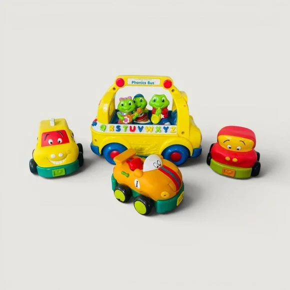 LeapFrog Learning Friends Phonics Bus Toy + 3  Vehicles Vintage Educational Set