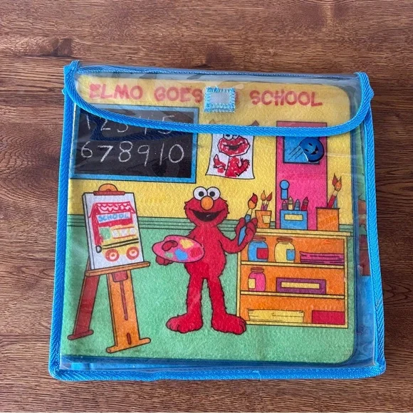 Vintage Elmo Goes To School Felt Interactive Playset Book